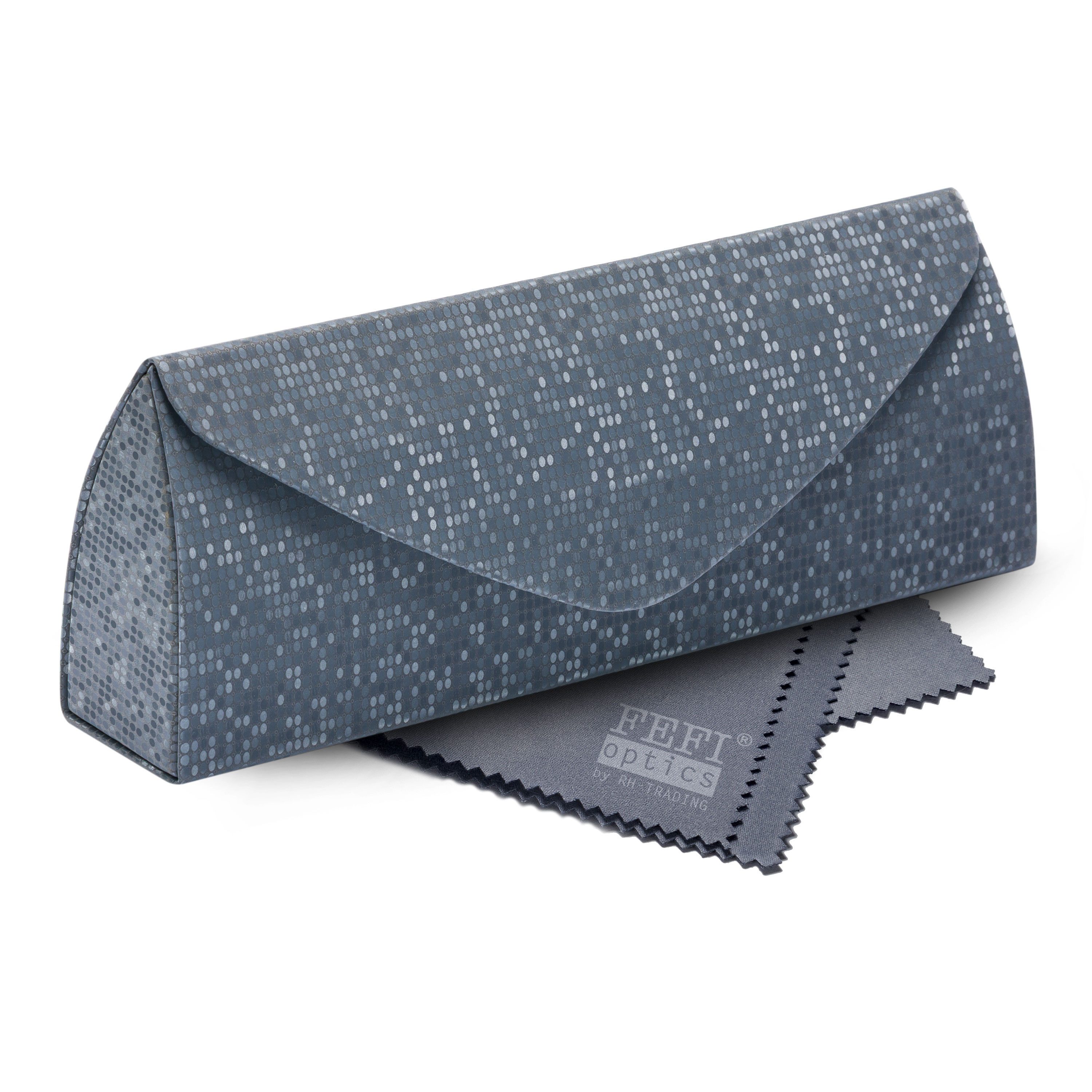 FEFI Brillenetui Hardcase – atemberaubende Glitzer-Optik in Premium Qualität, Set aus 1 Etui + hochwertigem Mikrofasertuch