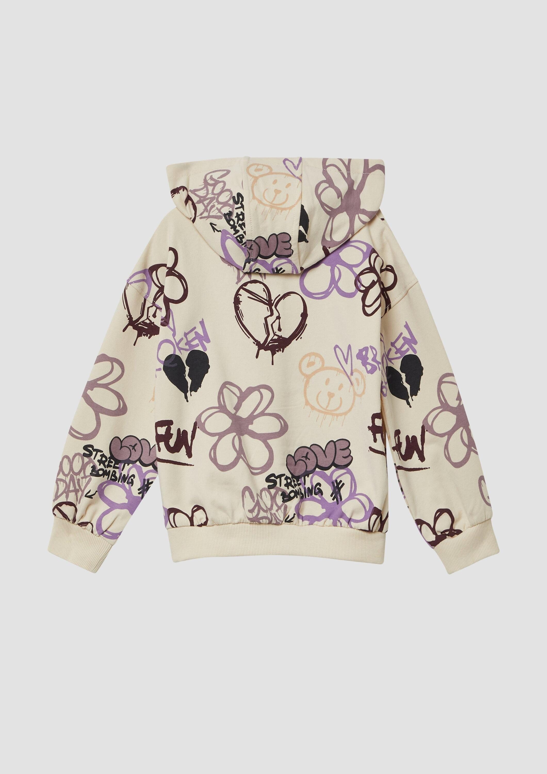 s.Oliver Sweatshirt Sweatshirt Hoodie mit All-over-Print im Graffiti-Stil