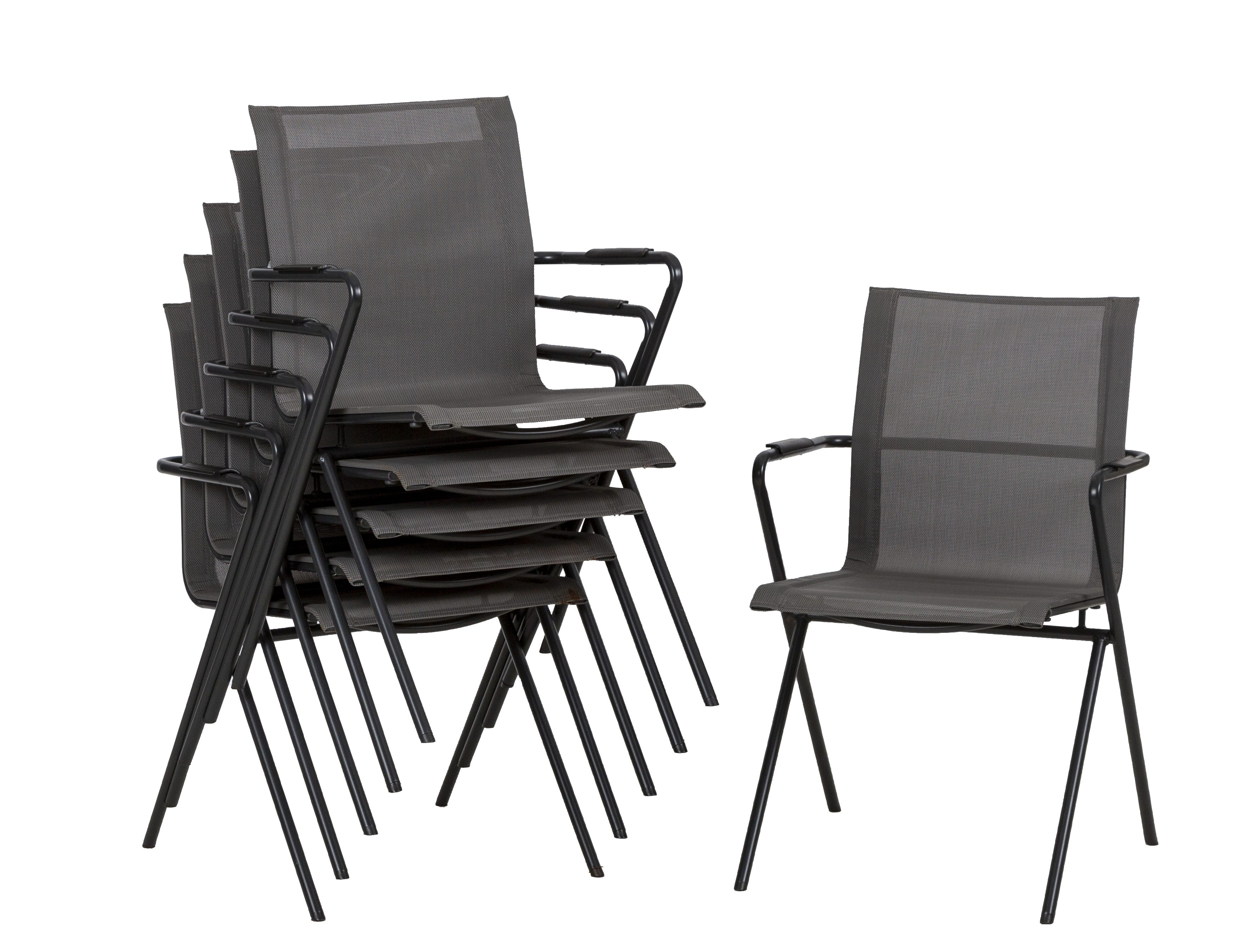 Gartenstuhl Stapelstuhl 6er Set mit Armlehnen Alpha grau