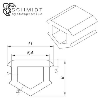 SCHMIDT systemprofile Profil 10m Gummiband Grau Nut 8 T-Nut Abdeckprofil