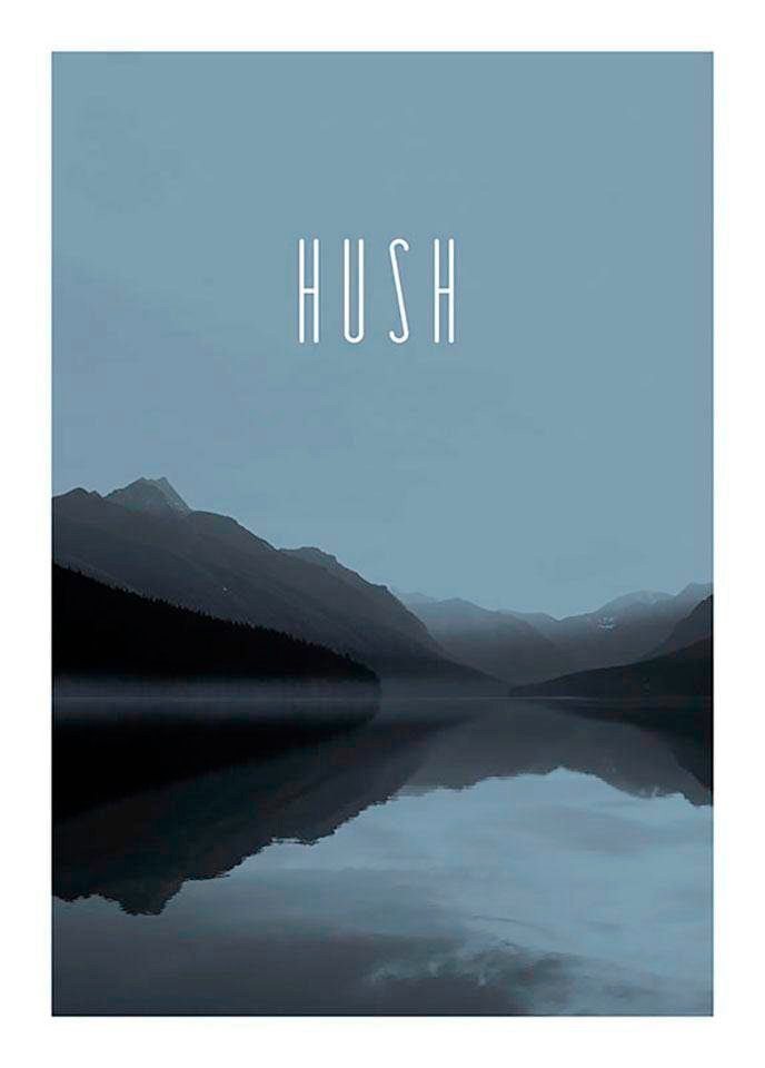 Komar Poster Word Lake Hush Steel, Natur (1 St), Kinderzimmer, Schlafzimmer,  Wohnzimmer