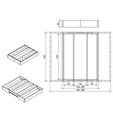 SO-TECH® Schubladeneinsatz Besteckeinsatz ORGA-BOX III ausziehbar für Schubladenbreite 40-60 cm, für Schubladen mit Tiefe 473 mm (Innenmaß), 3-5 Fächer, BAMBUS