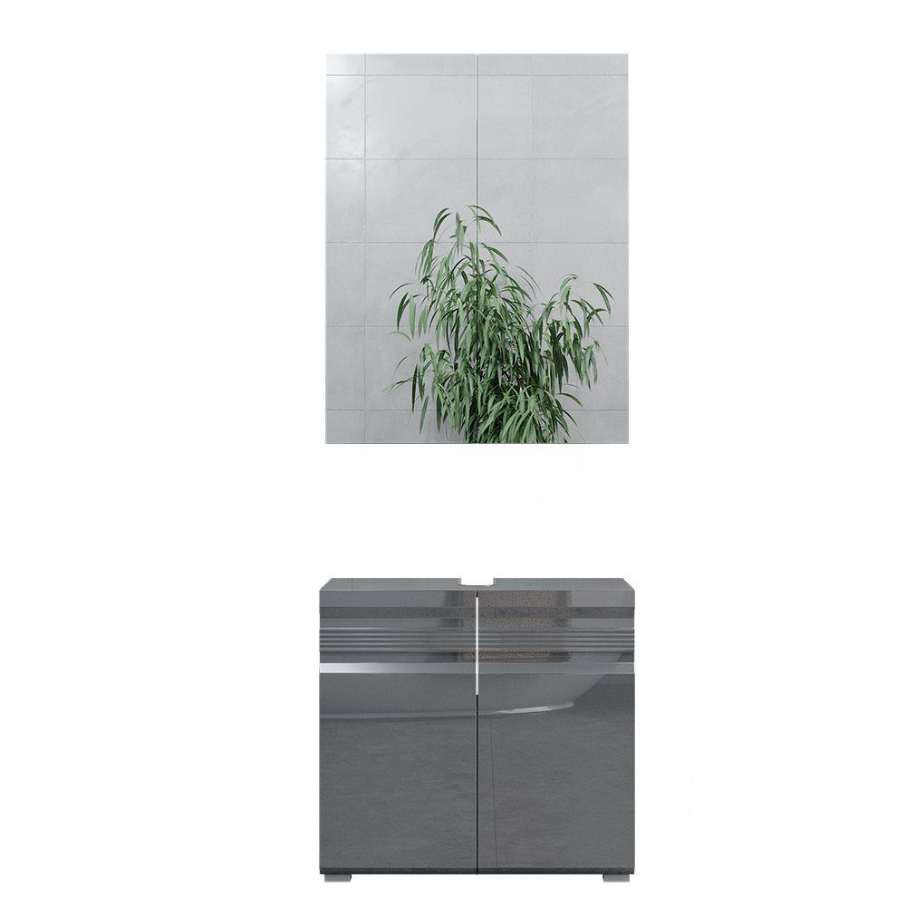 Vicco Badmöbel-Set Fredd, Anthrazit Hochglanz, 2 Teile, (2-er Set, 2-St., 2 günstig online kaufen