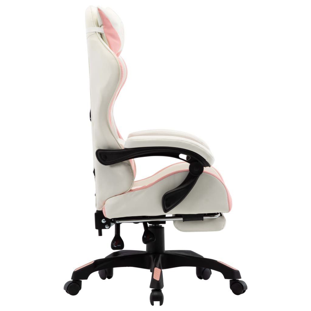 (1 Rosa mit | Weiß und und Fußstütze Weiß Bürostuhl St) Rosa Weiß Rosa vidaXL und Gaming-Stuhl Kunstleder