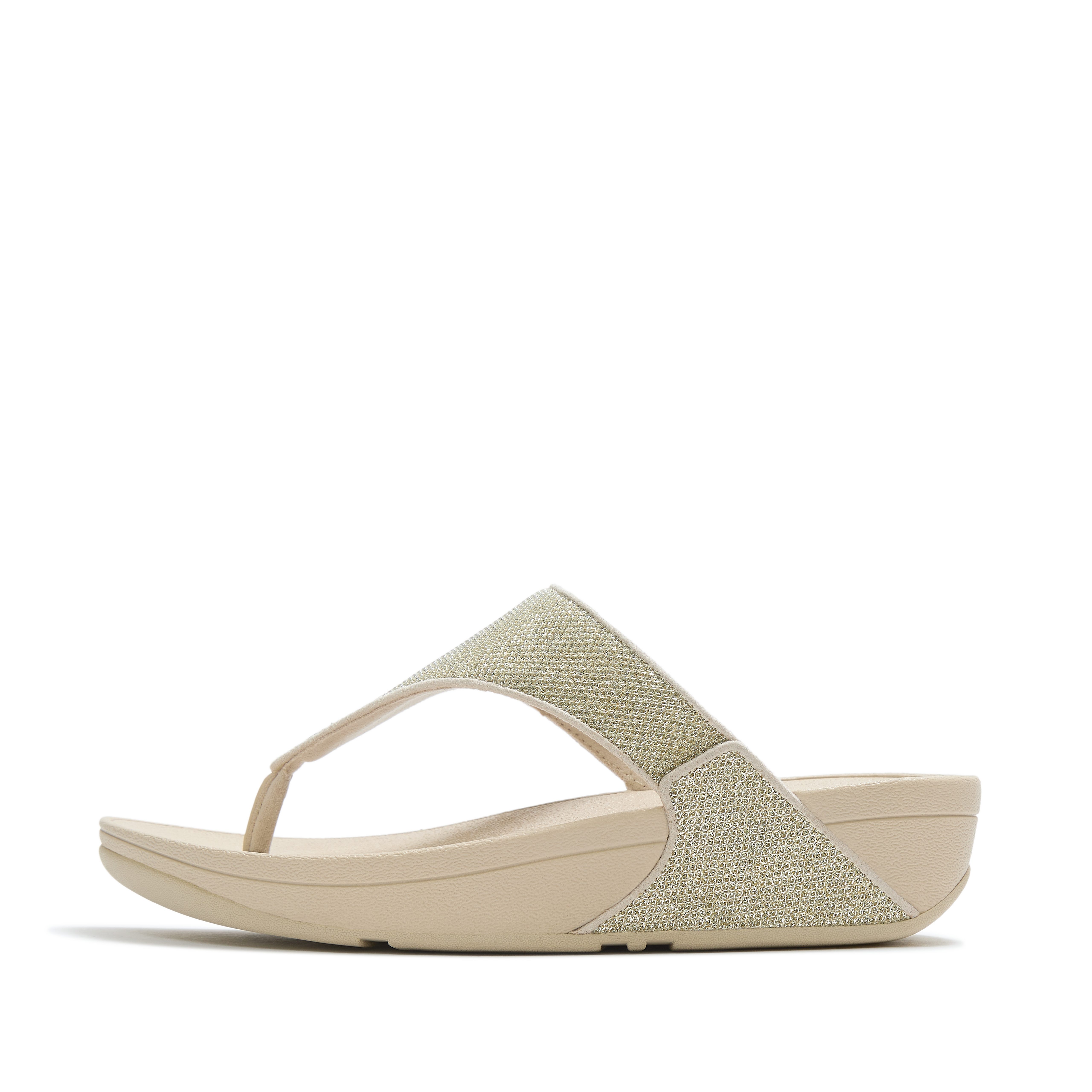 Fitflop LULU SHIMMERGLITZ TOE-POST SANDALS Dianette Keilabsatz, Zehentrenner, Badeschuh, Sommerschuh mit Glitzerdetails