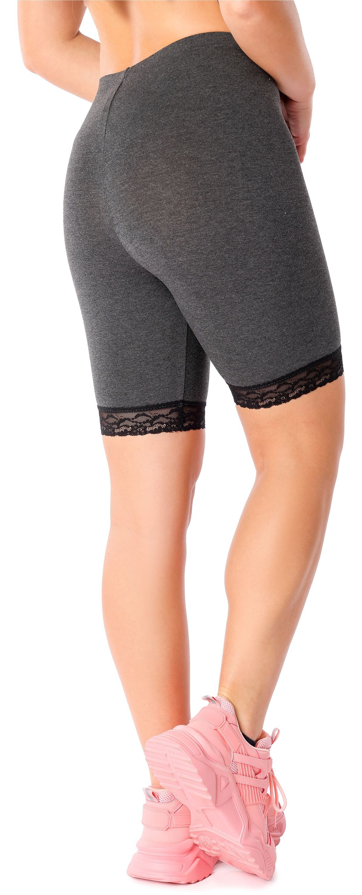 Merry Style Leggings Damen kurze High Waist Hose Radlerhose MS10-431 (1-tlg) mit Spitze