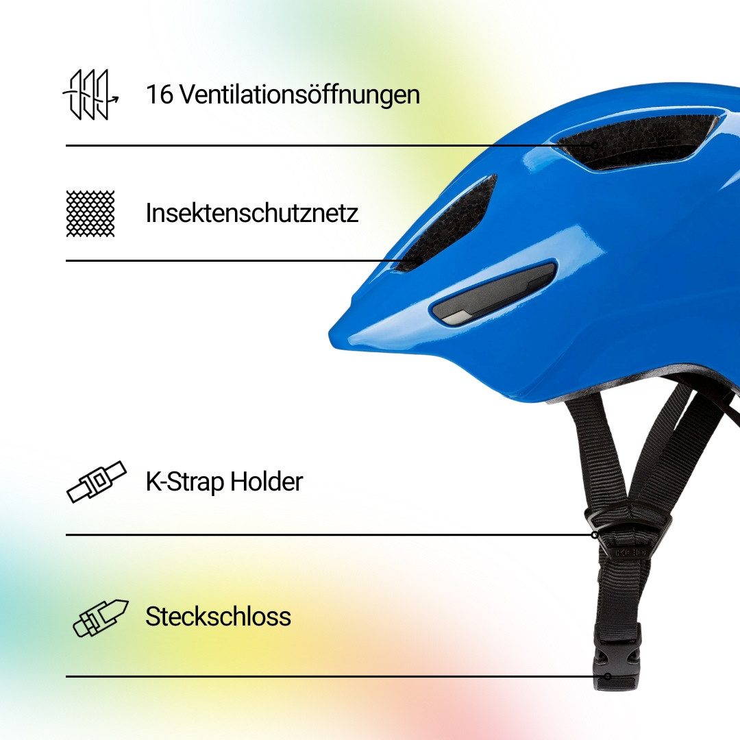 KED Fahrradhelm Dyno Kinderhelm, In-Mold Technologie, Verstellbarer Passform & Reflektoren