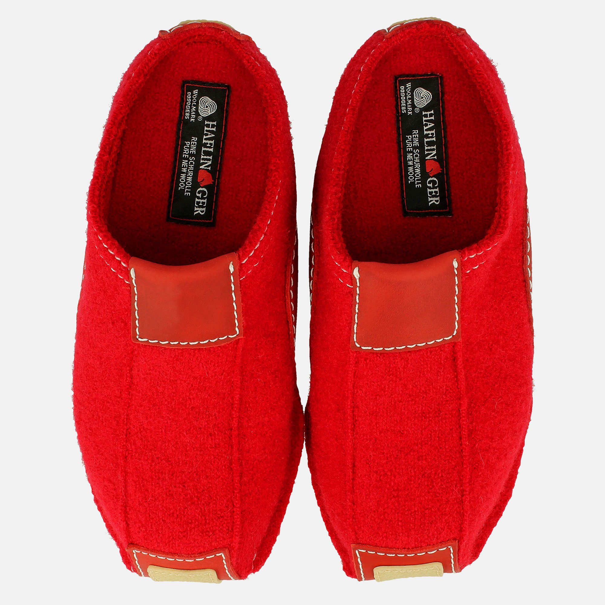 Haflinger Pocahontas Pantoffeln aus gewalkter Wolle mit Gummisohle Hausschuh