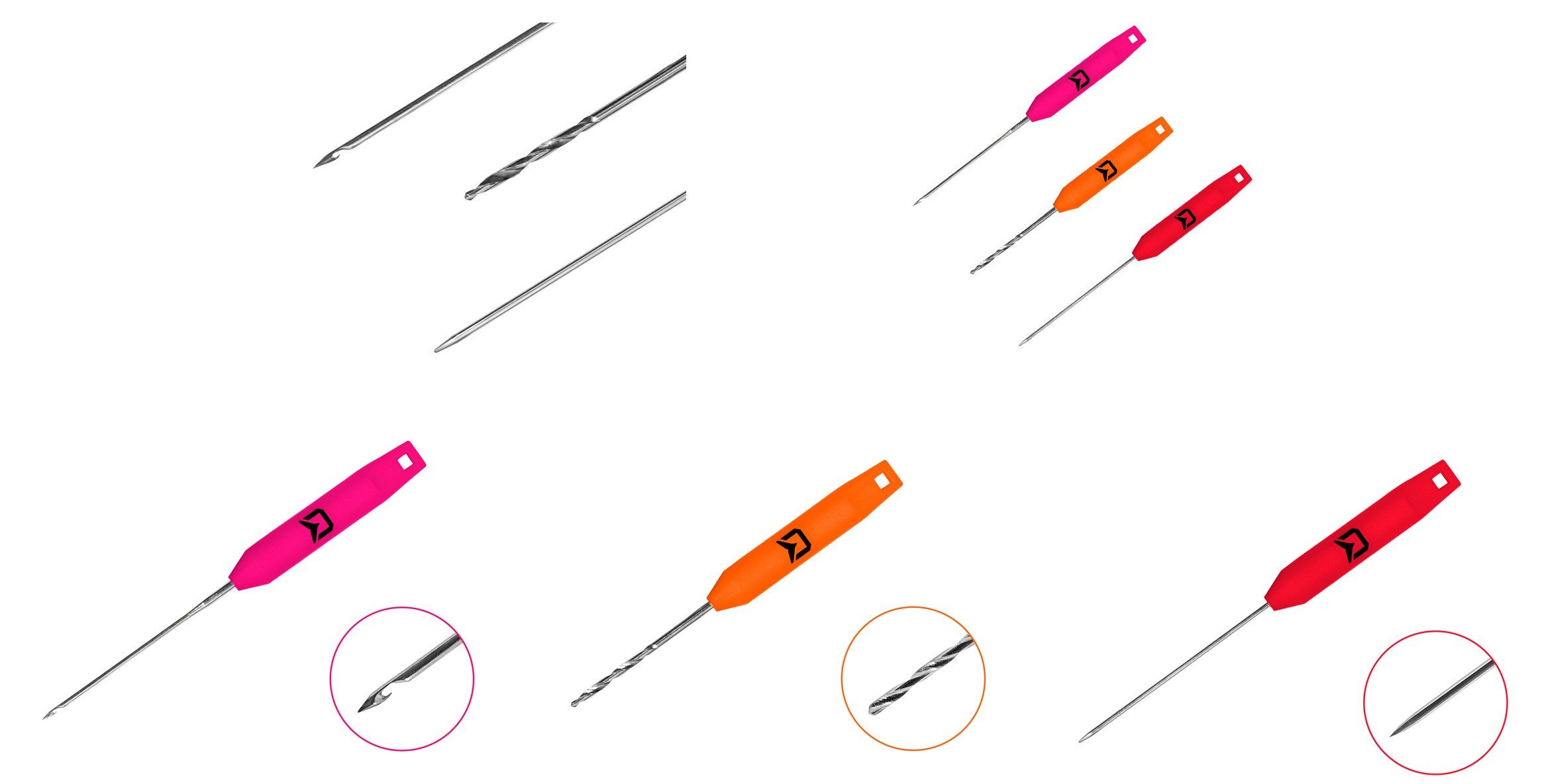 Delphin.sk Karpfenhaken SLIM Nadelset und Bohrer - 3er SET - Nadel Haken Karpfen Angeln, (3-St), 3 verschiedene Farben