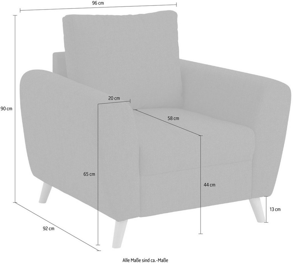 Home affaire Sessel Fanö2, mit feiner Steppung im Sitzbereich,  skandinavisches Design