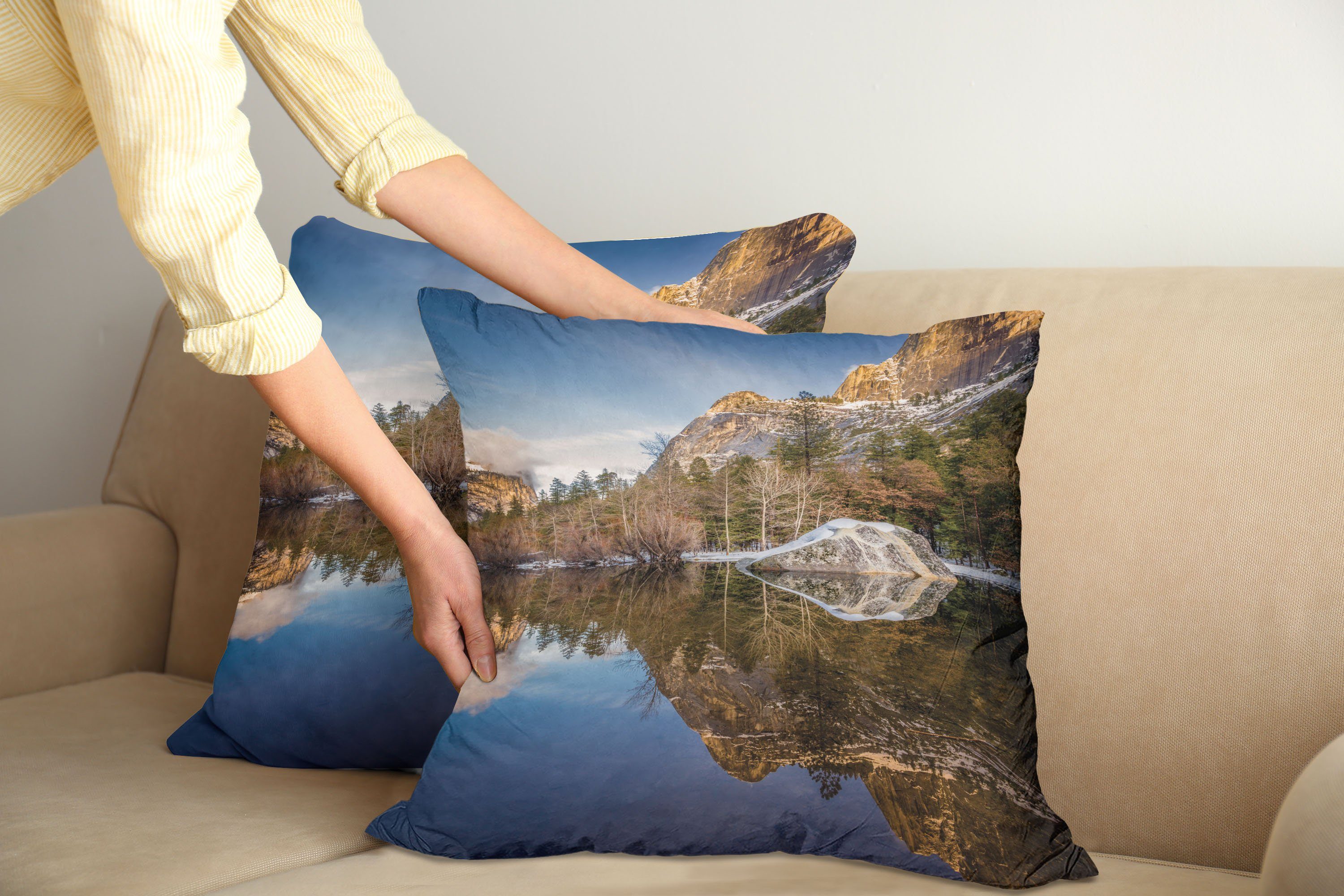 Kissenbezüge Modern Accent (2 Doppelseitiger Lake Digitaldruck, Natur Stück), Mountain Sunset Abakuhaus