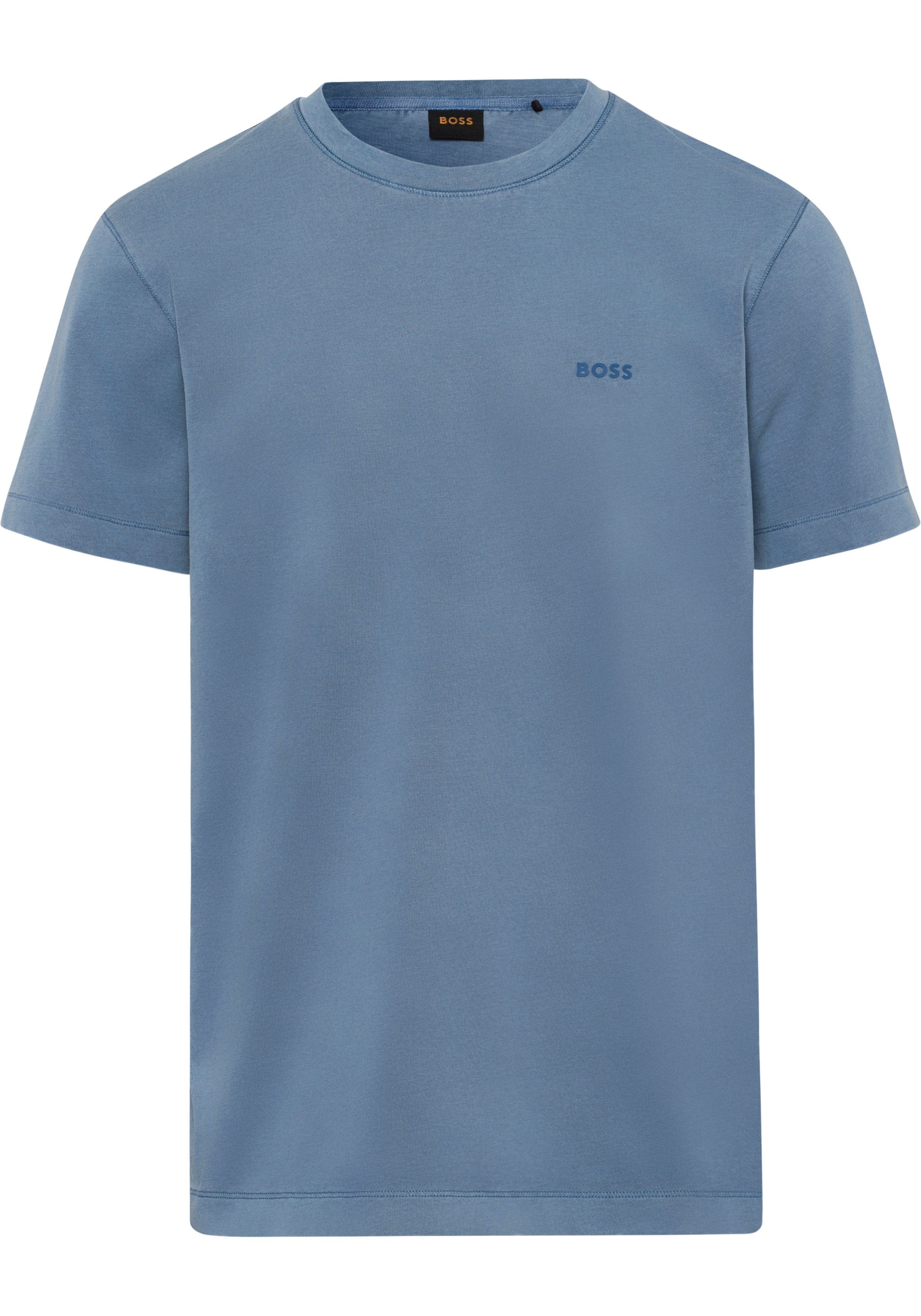 BOSS ORANGE T-Shirt Testructured (1-tlg) mit Overlocknähten Light/Pastel Blue