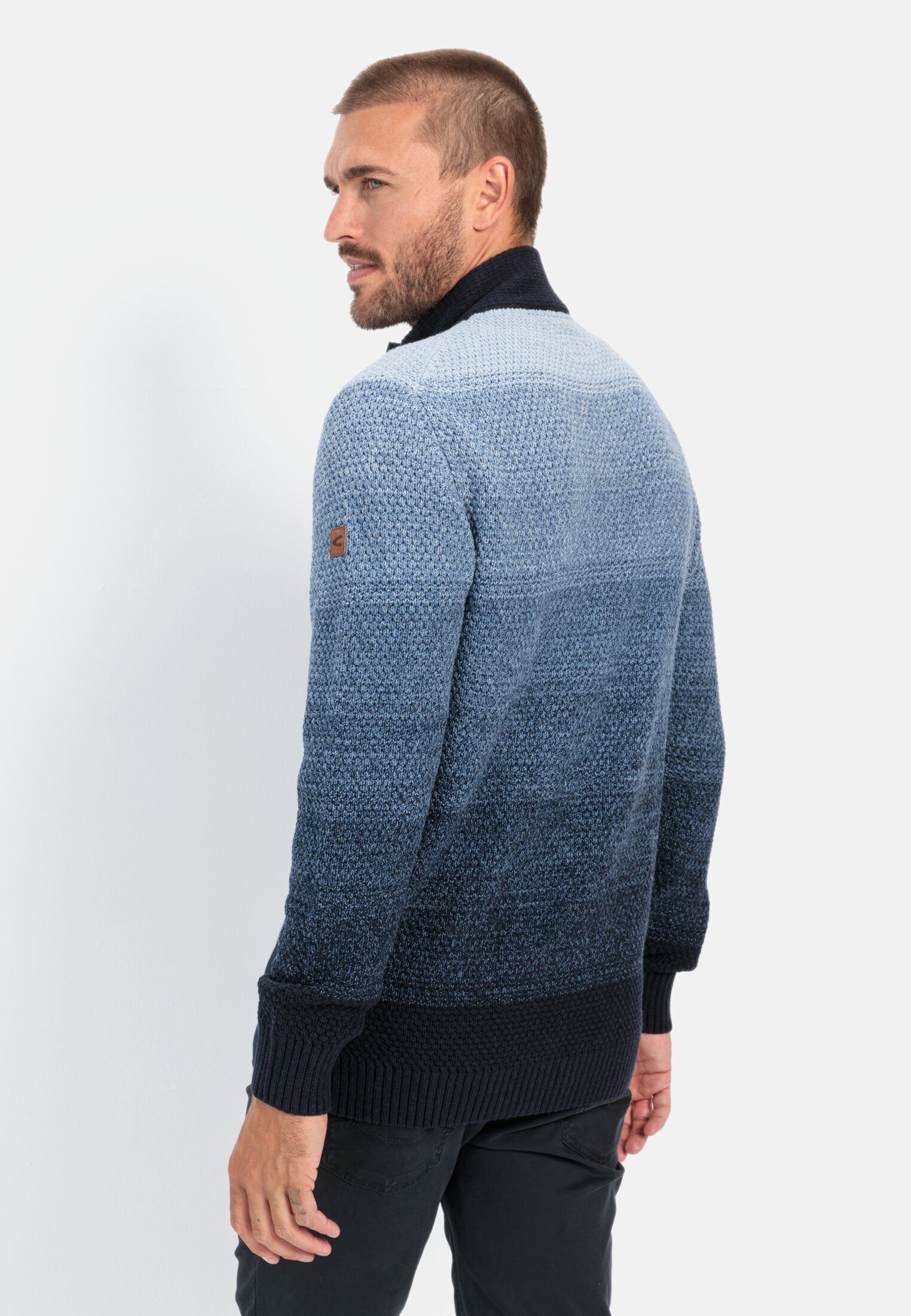 camel active Cardigan mit verdecktem Reißverschluss Langarm Markenlogo