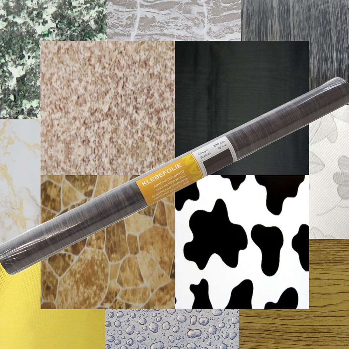 Kaiman GmbH Dekorationsfolie Klebefolie Muster 200 x 45cm Dekofolie selbstklebende Folie Möbelfolie, selbstklebend