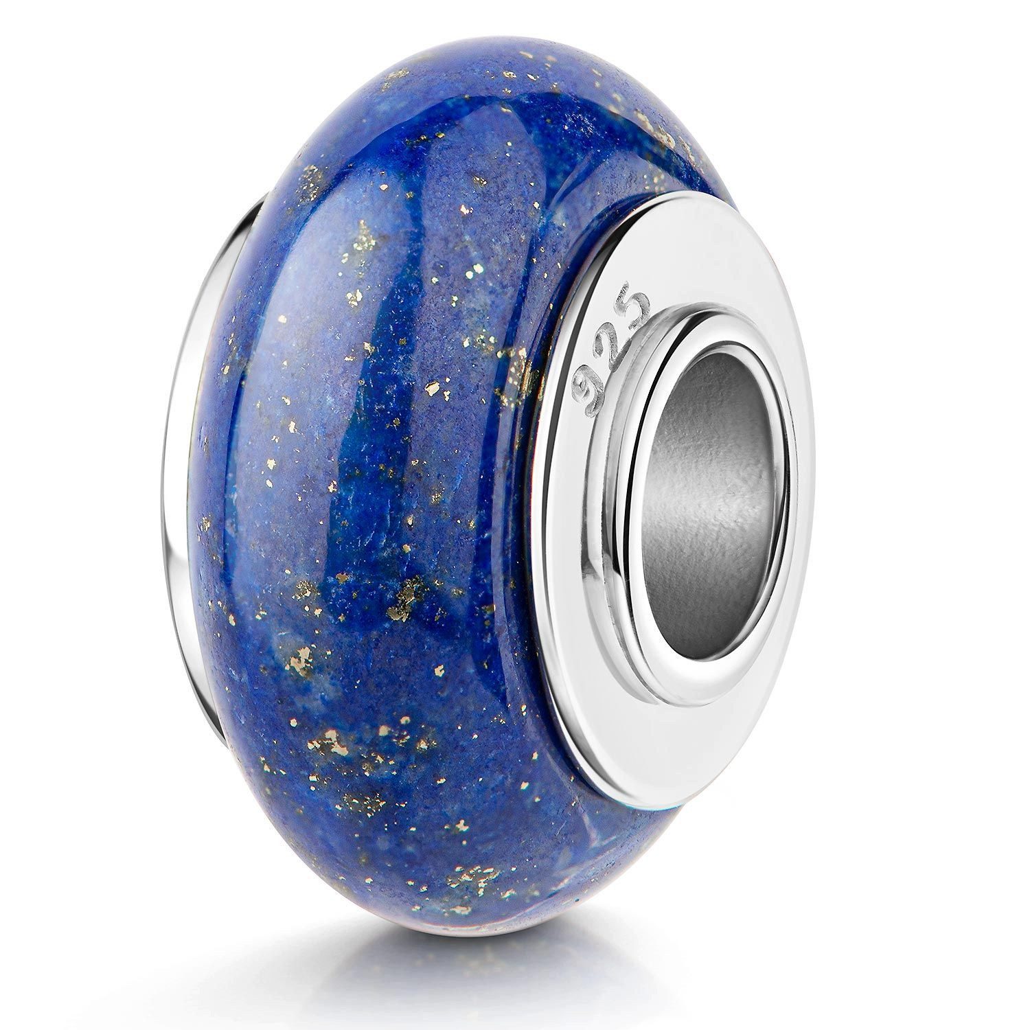 Bead Lapislazuli Charm blau gold 1305