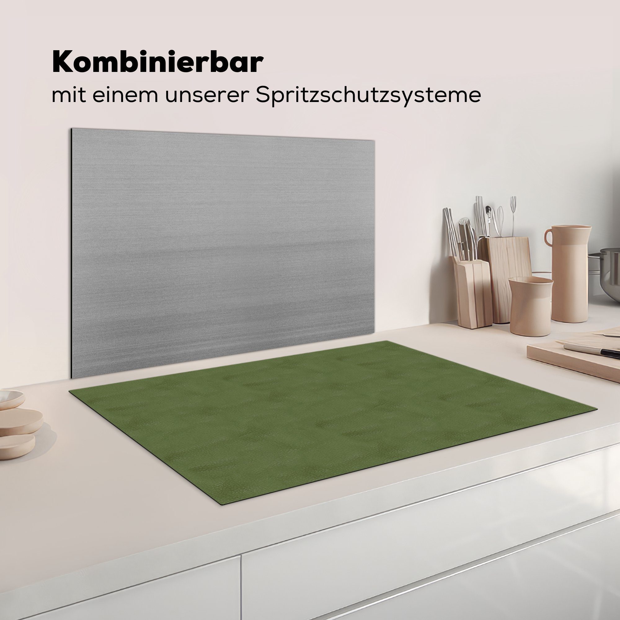 für Induktionsschutz - Vinyl, Struktur MuchoWow Schutz küche, Tiere, die (1 tlg), - Leder Herdblende-/Abdeckplatte Induktionskochfeld - 81x52 cm, Ceranfeldabdeckung