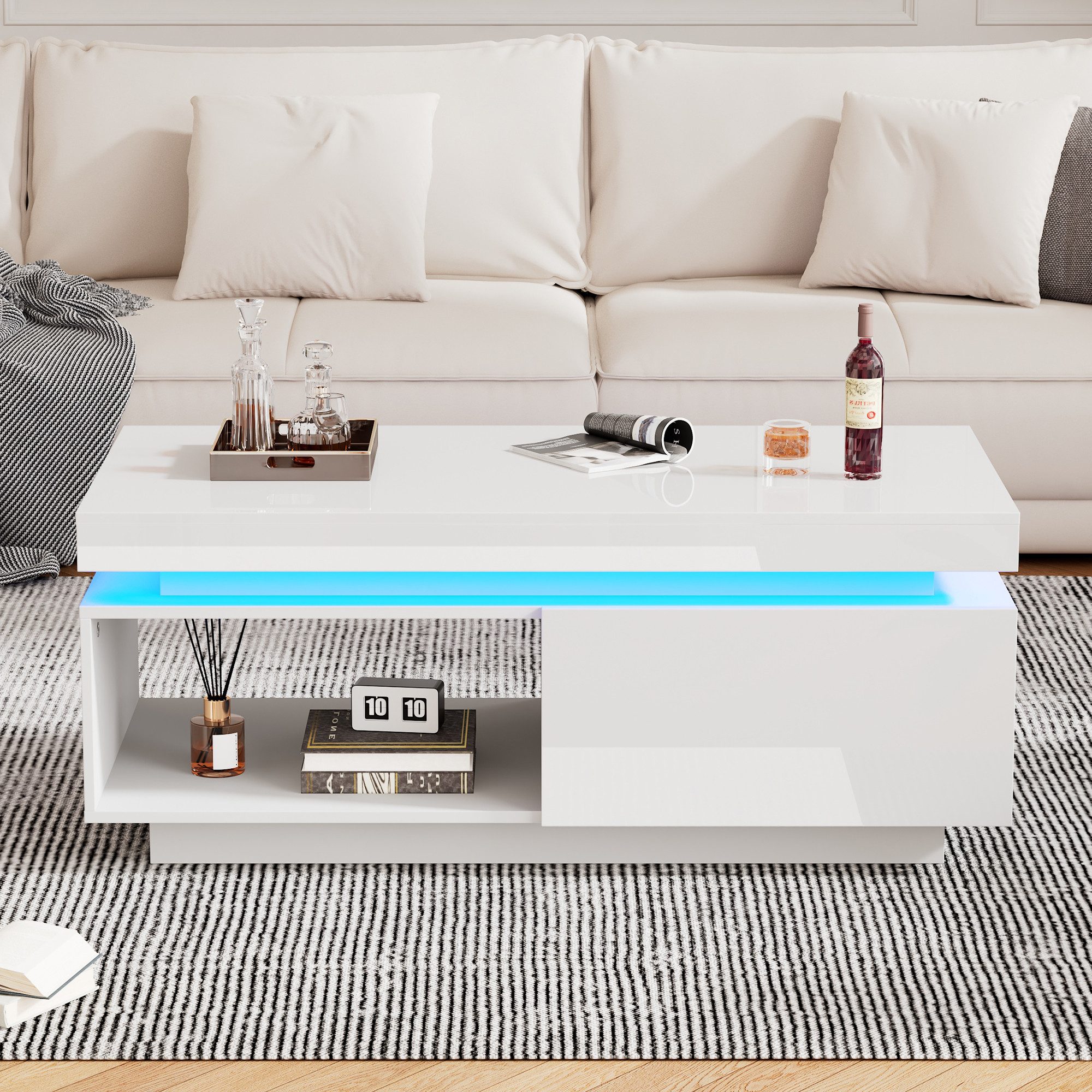 MODFU Couchtisch mit LED-Beleuchtung (Wohnzimmertisch, Beistelltisch, günstig online kaufen