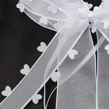 zggzerg Spitzenband Autoschleifen Weiß Schleifen Hochzeit Handgemacht Satinband