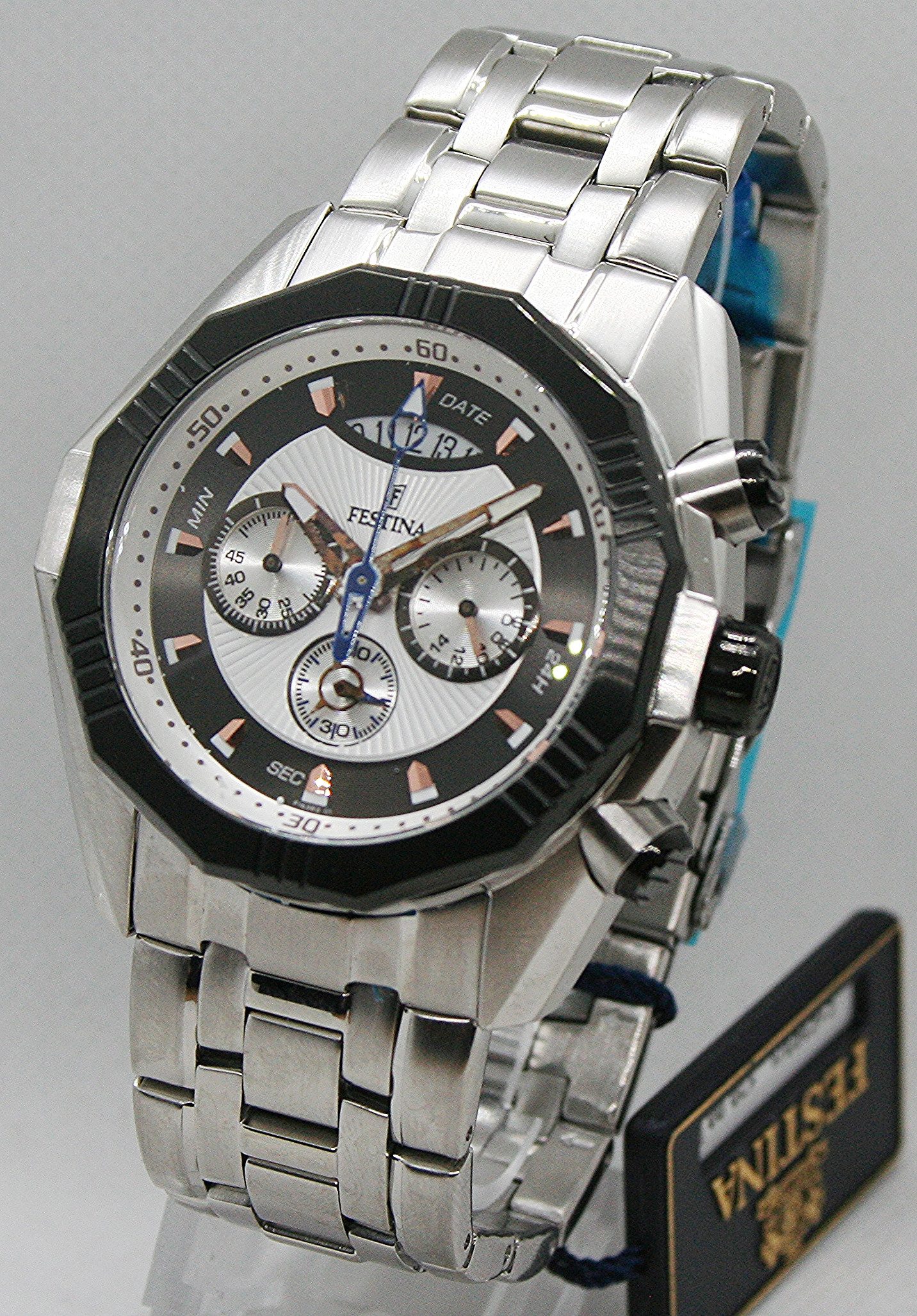 Festina Quarzuhr Herrenuhr Festina Chronograph F16383/1 Edelstahl, (1-tlg)