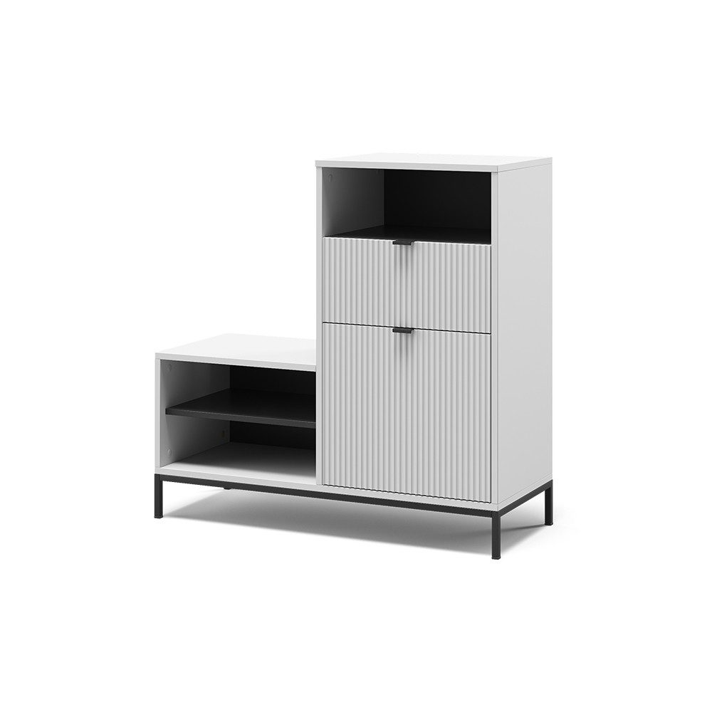 Vicco Schuhbank Eliza, Weiß, 100 x 98.5 cm mit Tür und Schublade