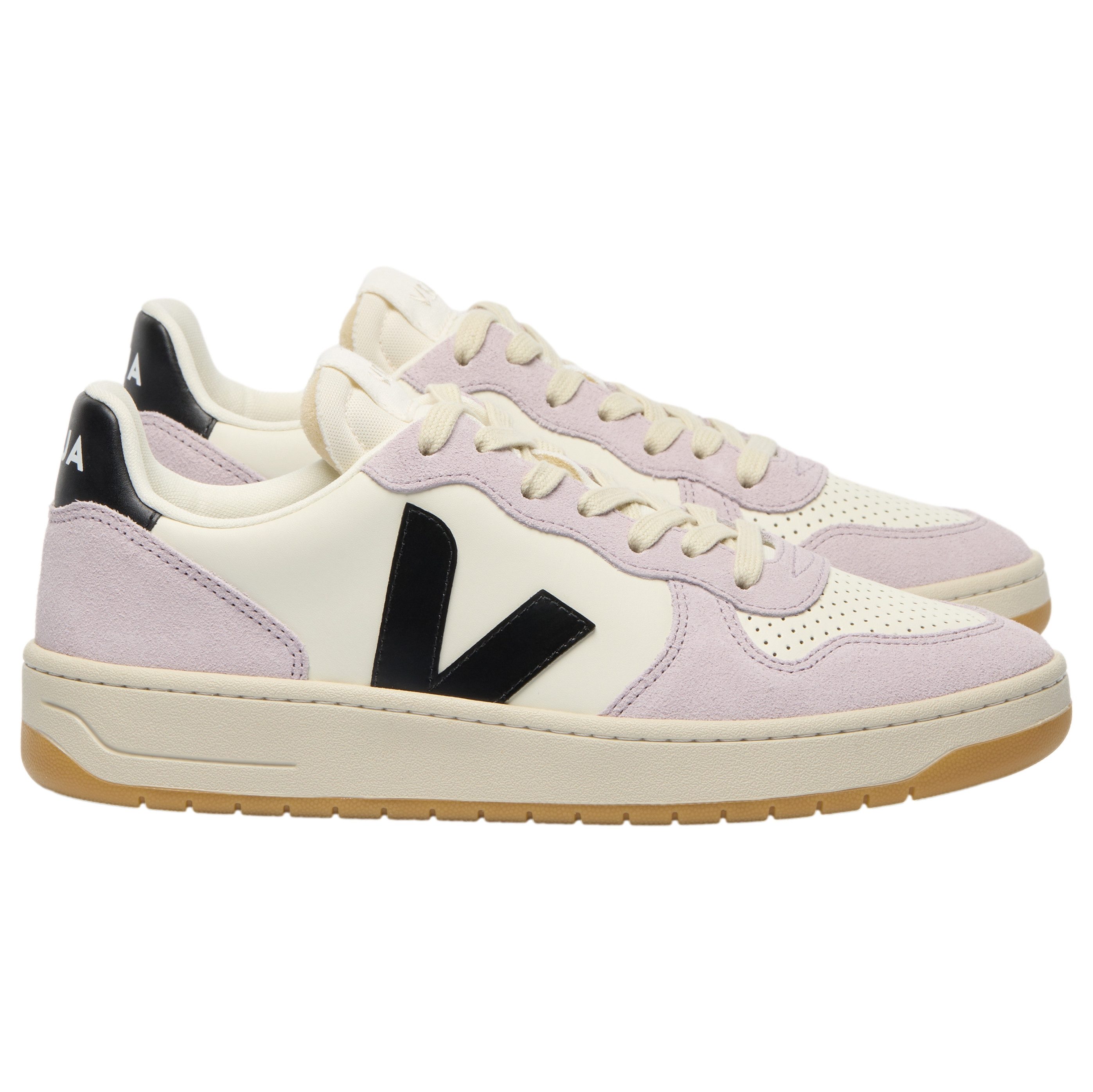 VEJA Damen-Sneaker V-10 Prime Leather Pure Black Parme Sneaker