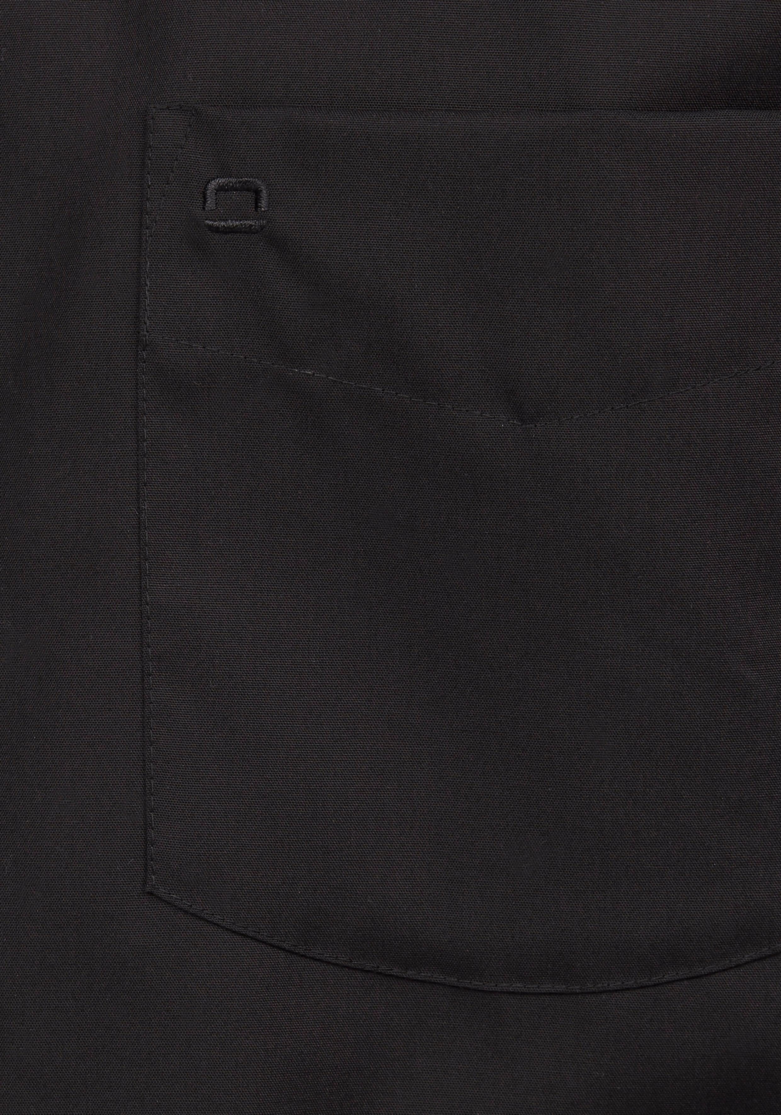 modern Luxor bügelfrei, Businesshemd OLYMP mit Ärmel, schwarz extra Brusttasche lange fit