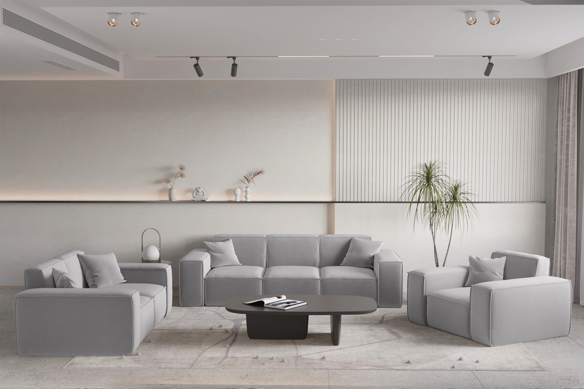 Fun Möbel Polsterhocker Designerhocker CELES PREMIUM 105x105 cm in Stoff (105x105x40 cm), In 3 verschiedenen Stoffen