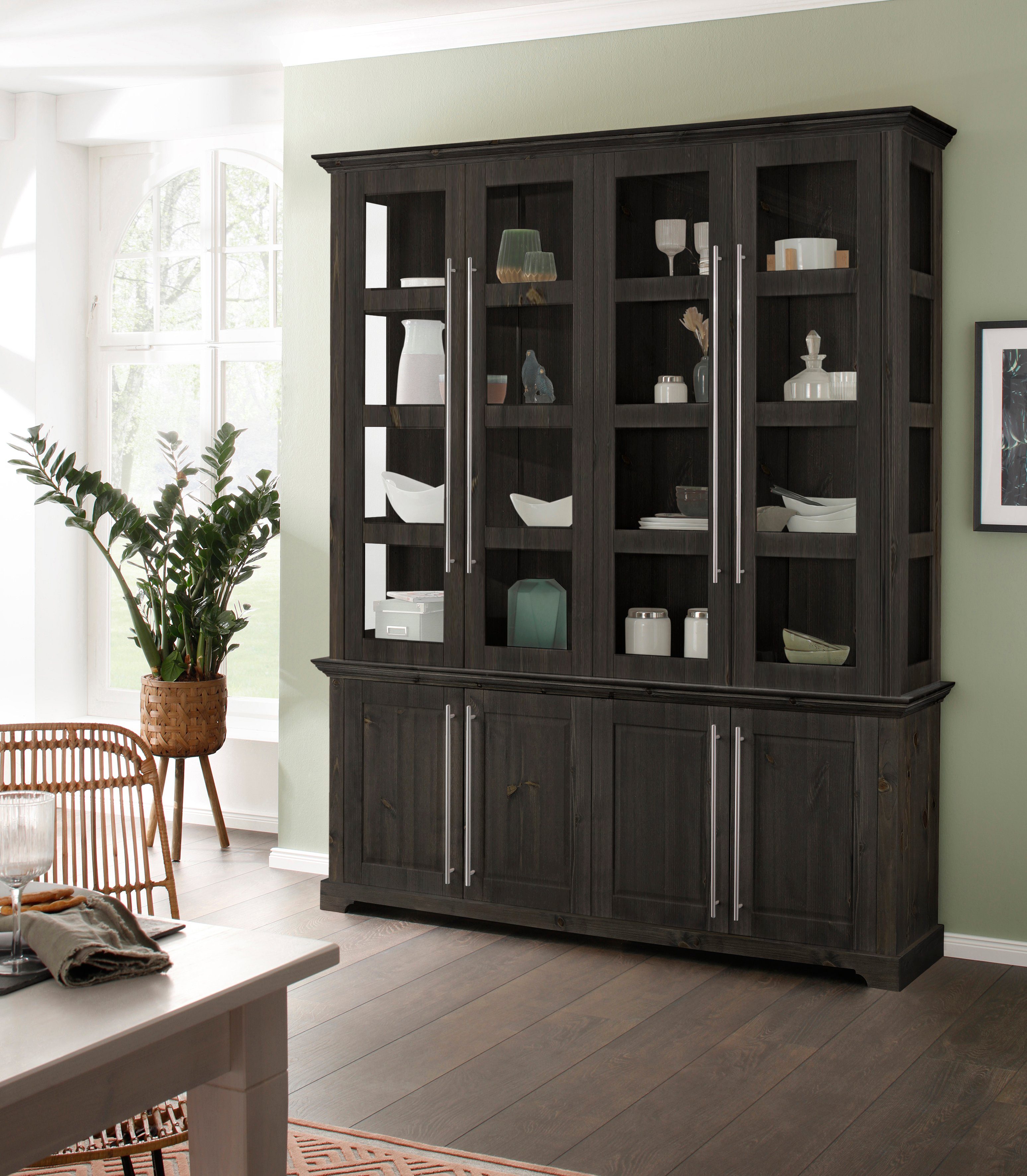 Home affaire Vitrine Meliss aus massiver günstig online kaufen