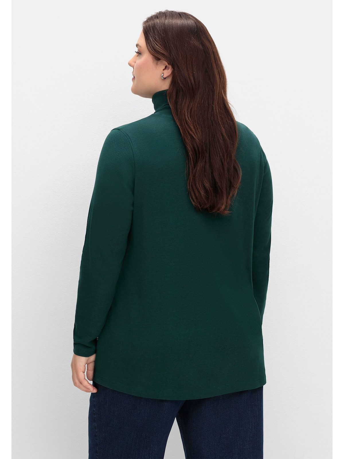 Sheego Langarmshirt Große Größen mit Rollkragen, in A-Linie