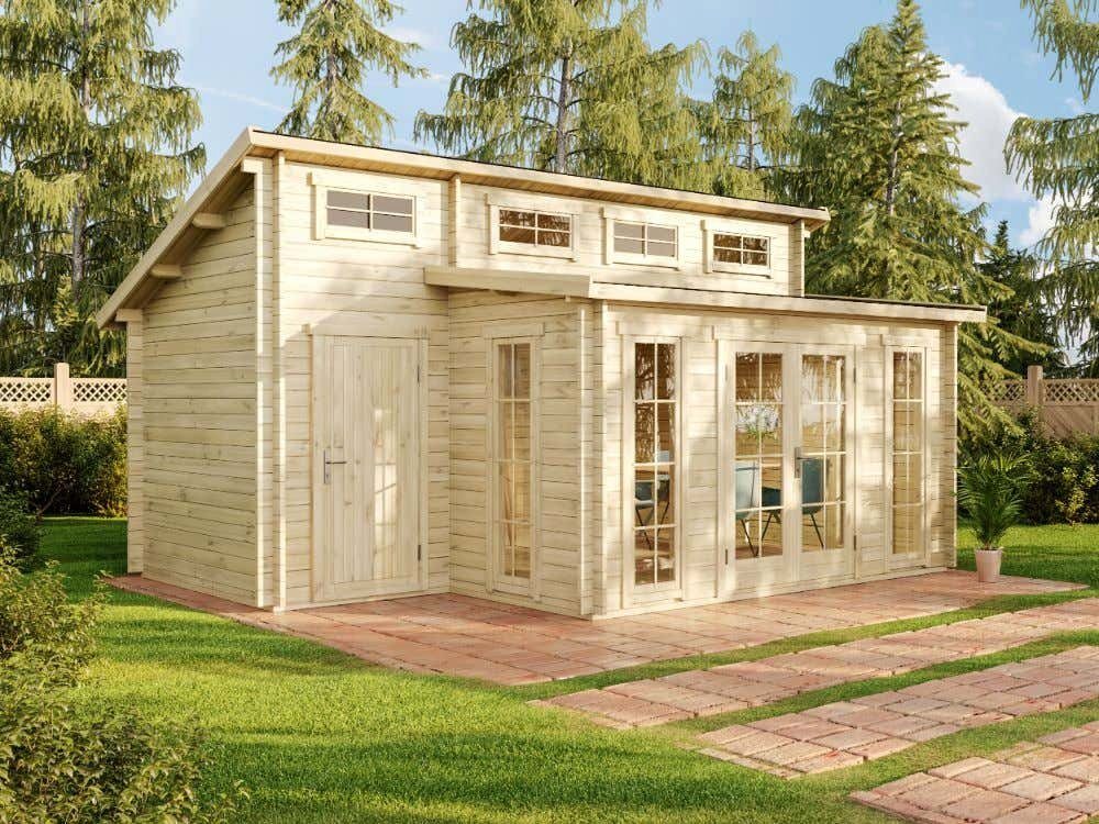 Alpholz Gartenhaus Holz Lausitz ISO mit Anbau, BxT: 594x439 cm