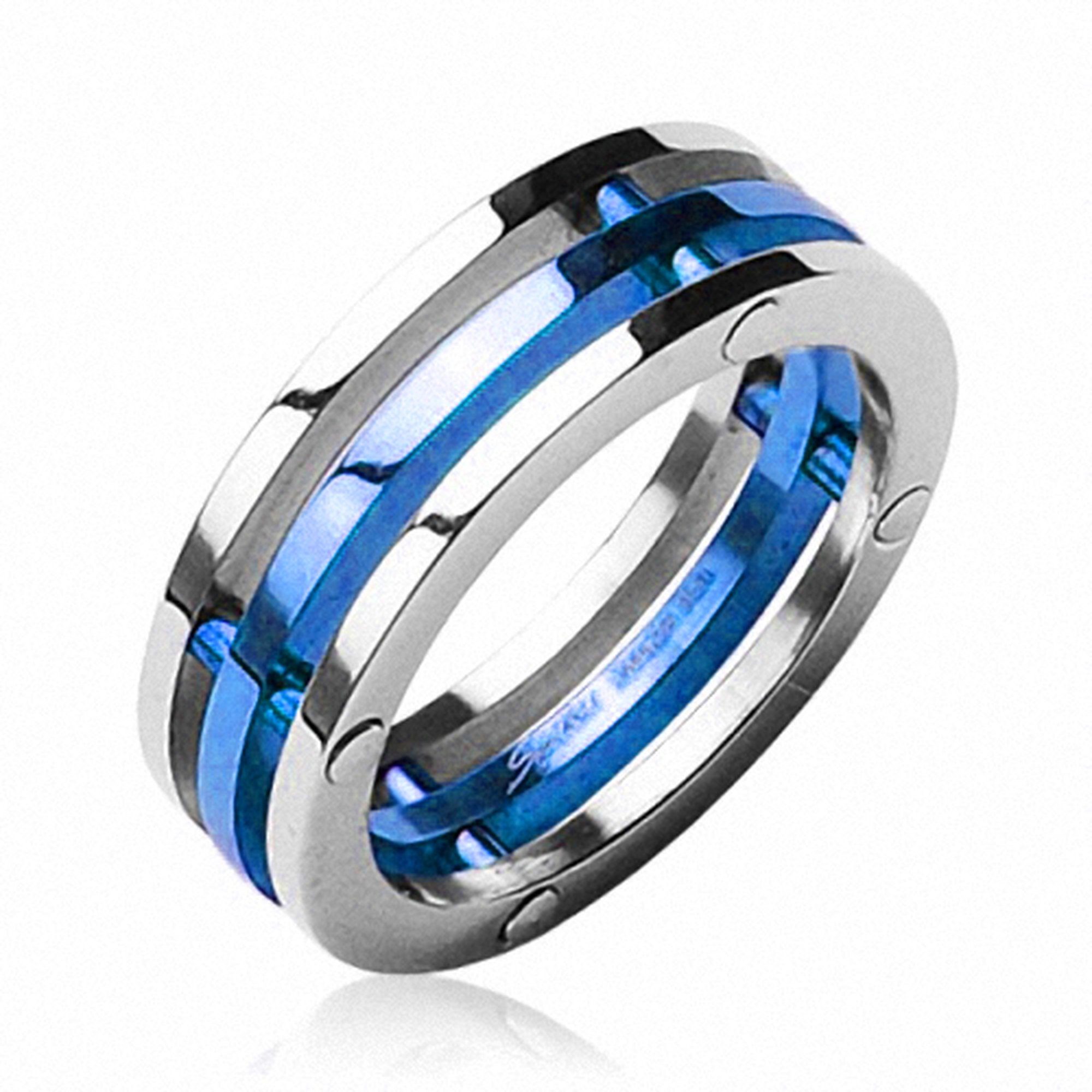 Taffstyle Fingerring Schmuck Ring 3-teilig Schmuck Freundschaftsring / Partnerring, Silber Herren Partnerring & Damen 3-teilig Damen Herren Blau Ring