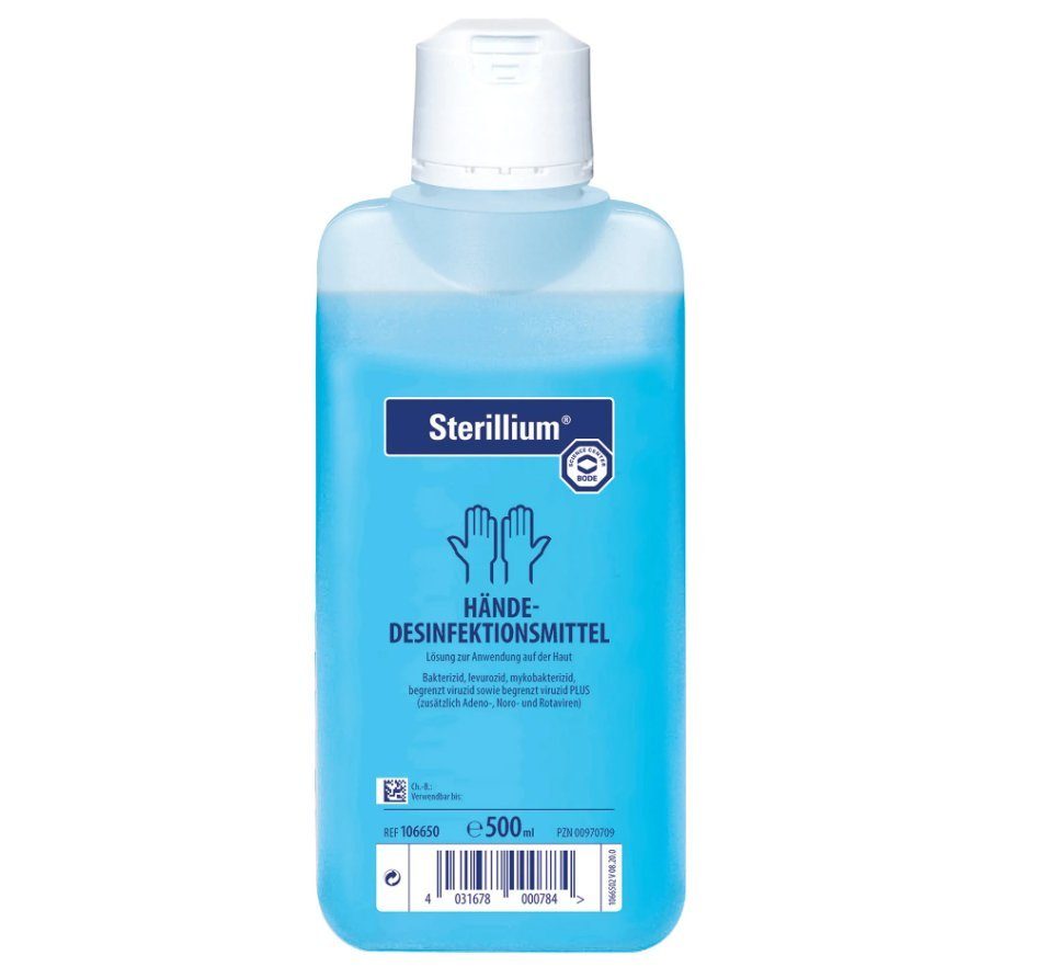 Bode Chemie Sterillium Hand-Desinfektionsmittel (1 l, 0,5 l oder 100 ml Sicher durch die Erkältungszeit. Gegen Viren und Bakterien, [- Gegen Viren und Bakterien Sicher durch die Erkältungszeit)