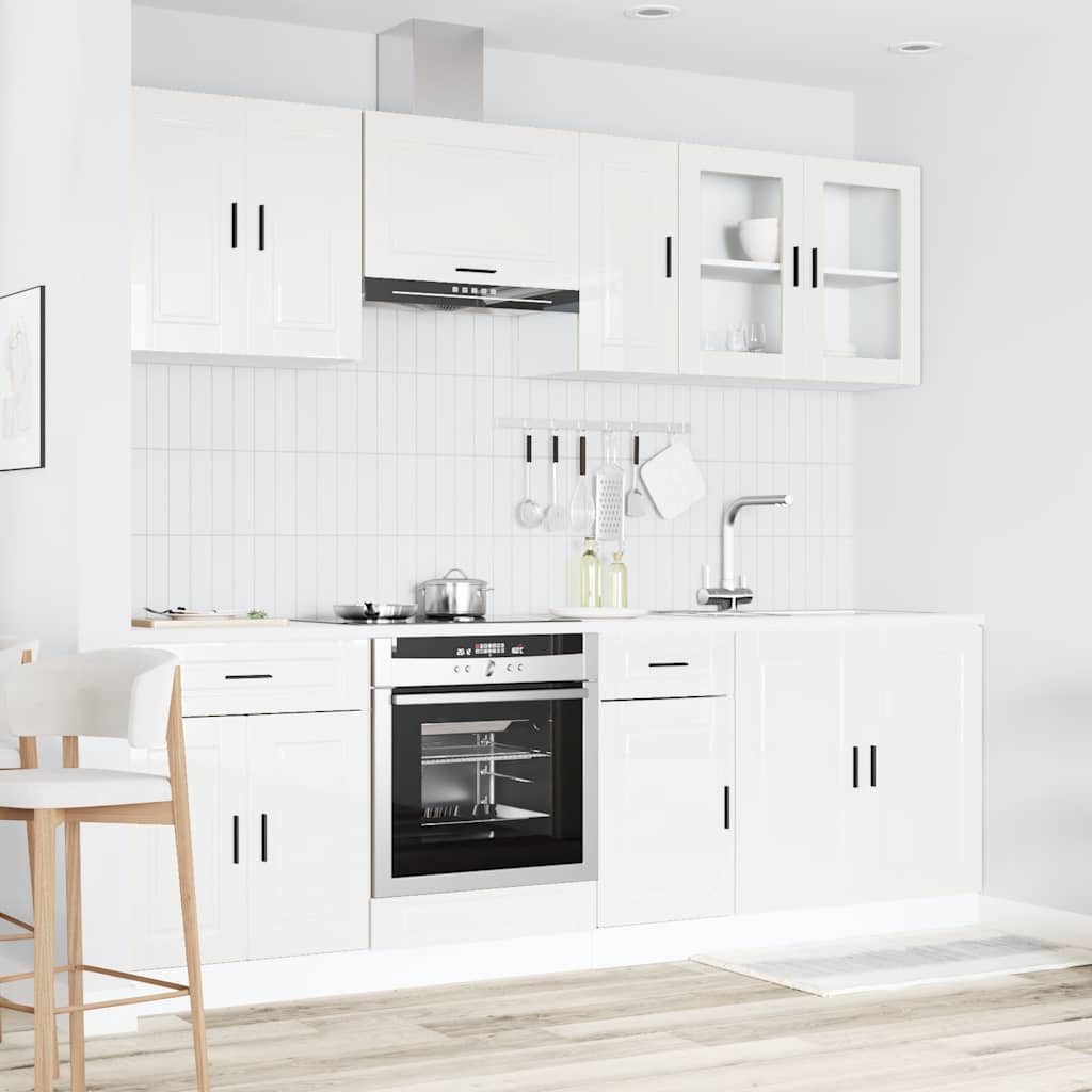 vidaXL Schrankmodule 8-tlg. Küchenschrank-Set Kalmar Hochglanz-Weiß Holzwerkstoff