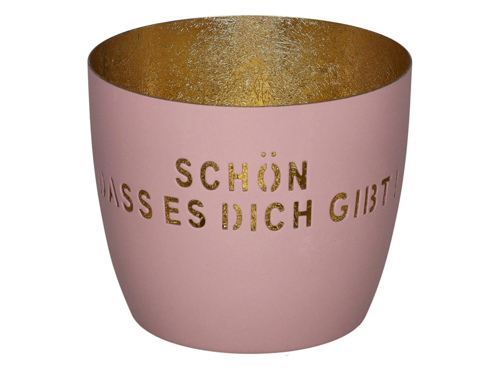 Giftcompany Windlicht Madras Windlicht M Schön dass es Dich gibt rosa/gold 8,5cm