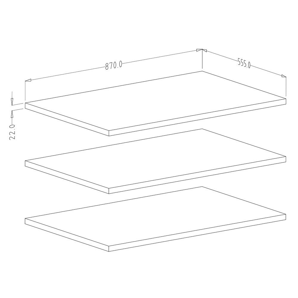 Lomadox Kleiderschrank OLMO-83 Einlegeboden Set 3-tlg. für Kleiderschrank weiß 87x2x56 cm