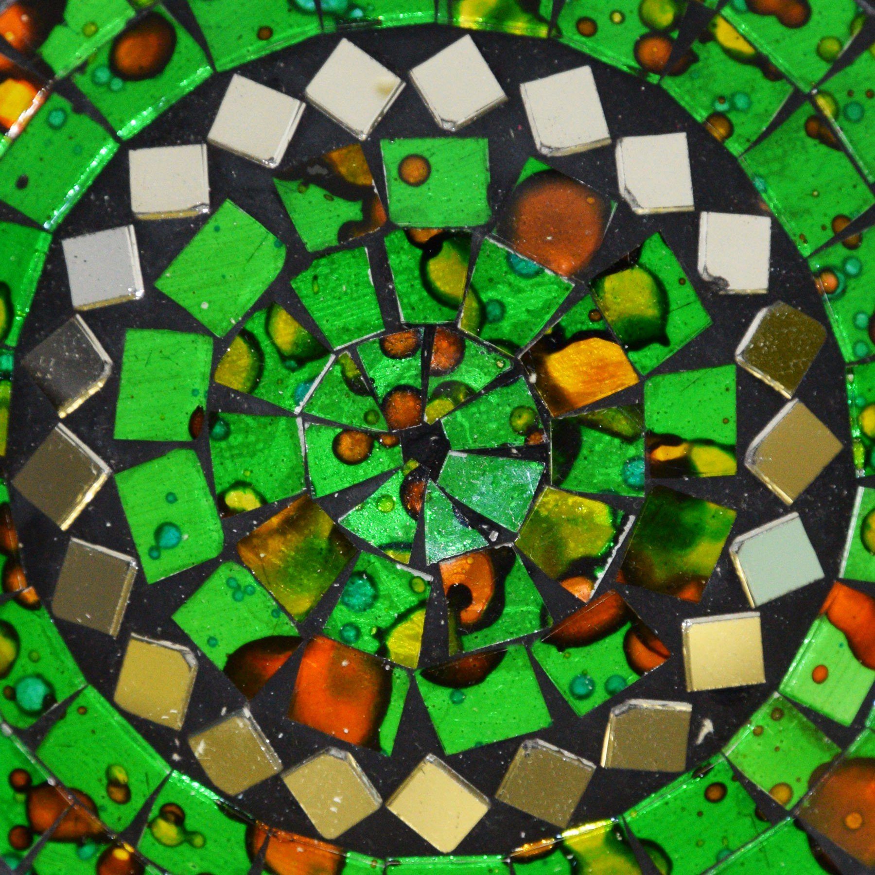 Schale cm (1 mit ø 14 SIMANDRA ca. rund Dekoschale Spiegel Grün Mosaik Stück)