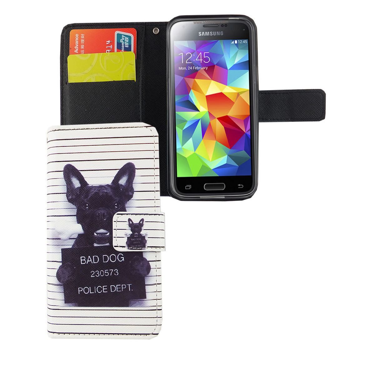 König Design Handyhülle Samsung Galaxy S5 Mini, Samsung Galaxy S5 Mini Handyhülle Bookcover Weiß