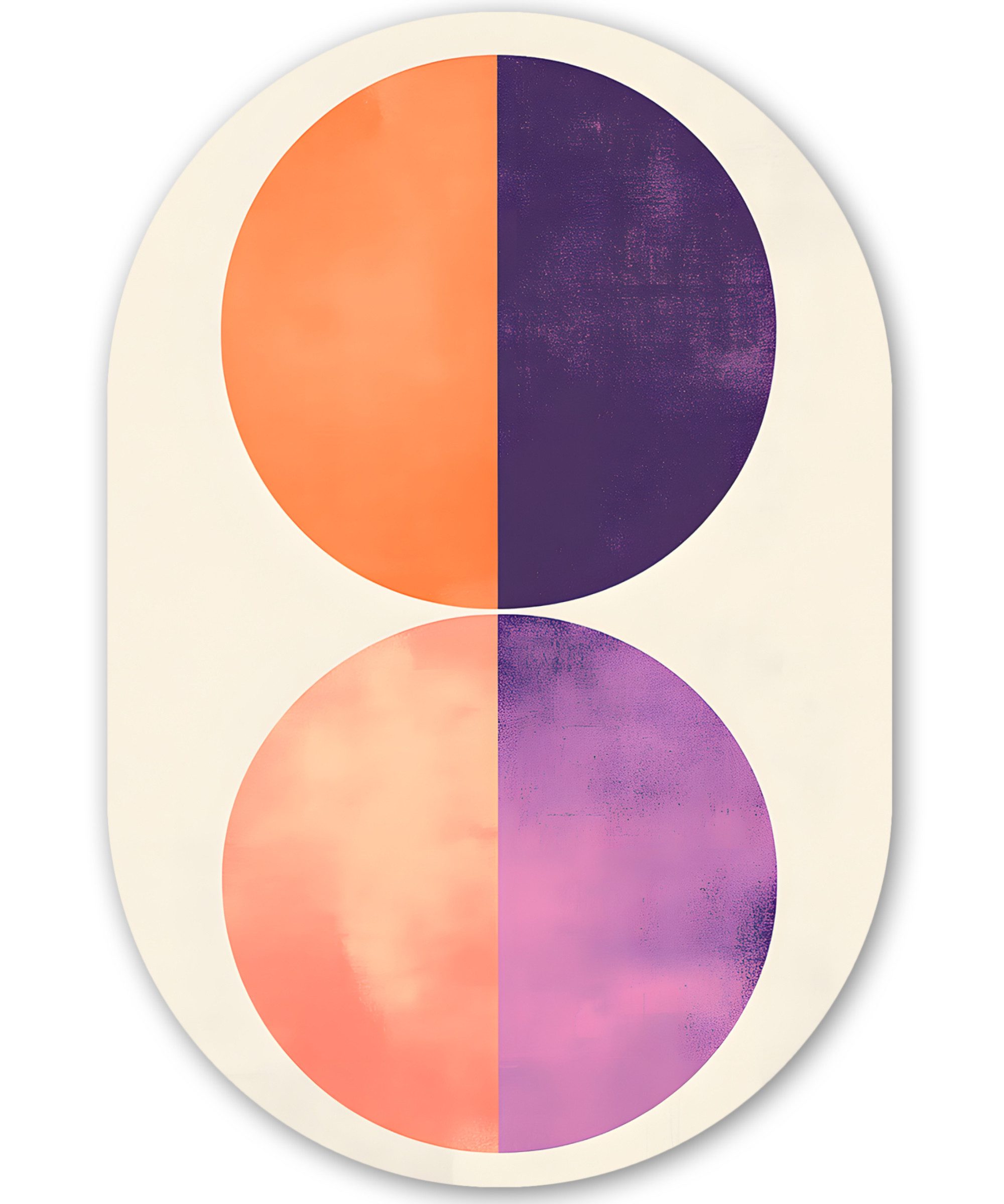 MuchoWow Gemälde Abstrakt - Kreise - Lila, Fotodruck (1 St), Wandbild Oval, Wohnzimmer oder Schlafzimmer Wanddekoration, 40x60 cm