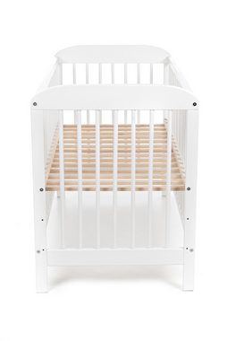 hopsibaby Babybett Weiß EMI 60 × 120 Gitterbett (mit oder ohne) Matratze höhenverstellbar, Made in Europe