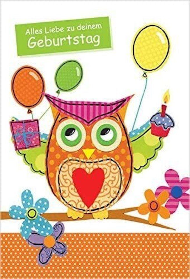 HOME FASHION Geburtstagskarten Glückwunschkarte - Grußkarten Eule - Kindergeburtstag