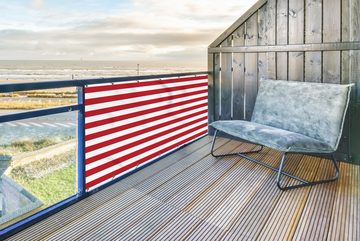 MuchoWow Balkonsichtschutz Muster - Streifen - Rot - Weiß (1-St) Balkon Sichtschutz, Windschutz, 200x90 cm