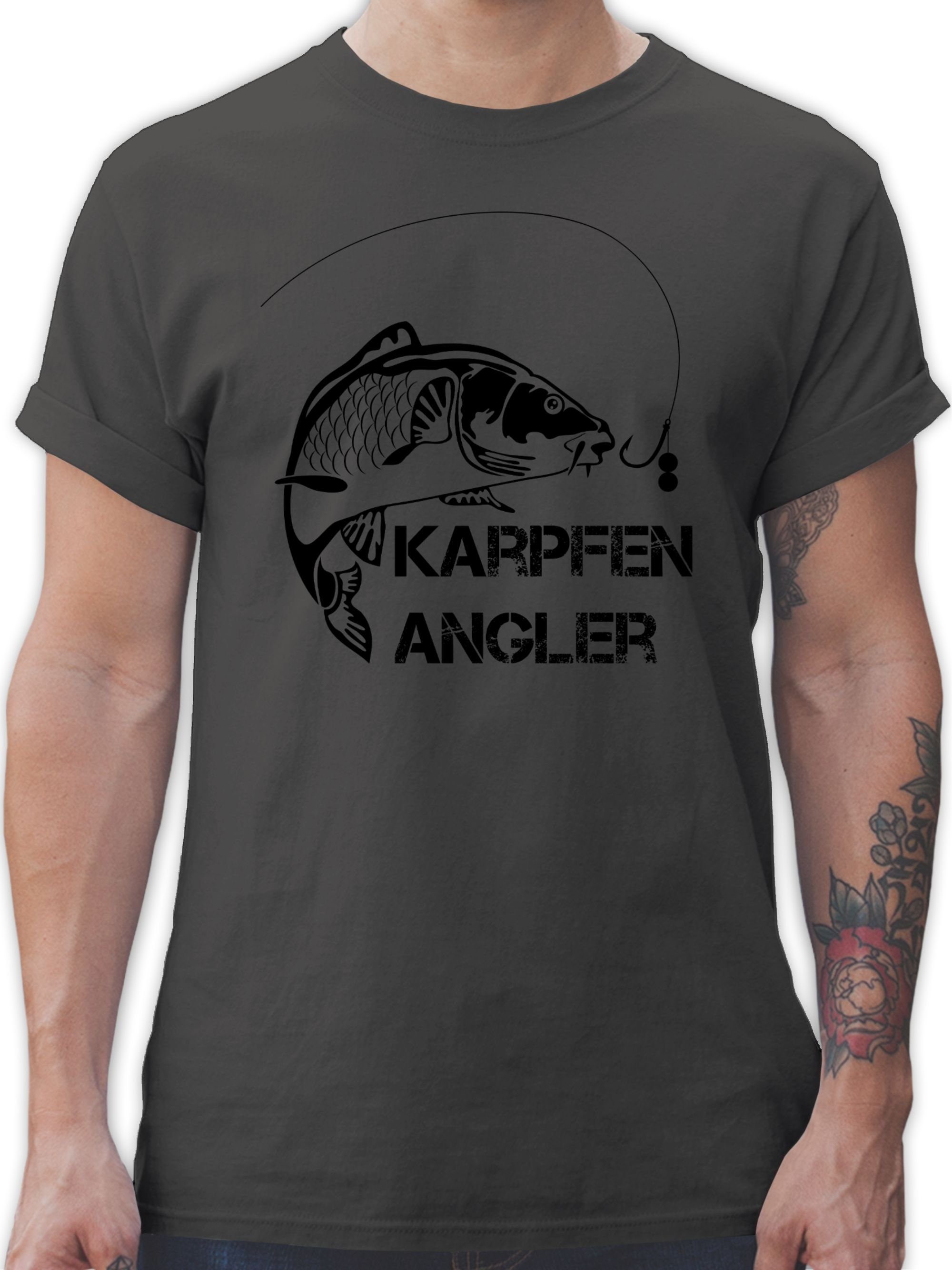 Angler Geschenke Angler T-Shirt Shirtracer 2 Karpfen Dunkelgrau