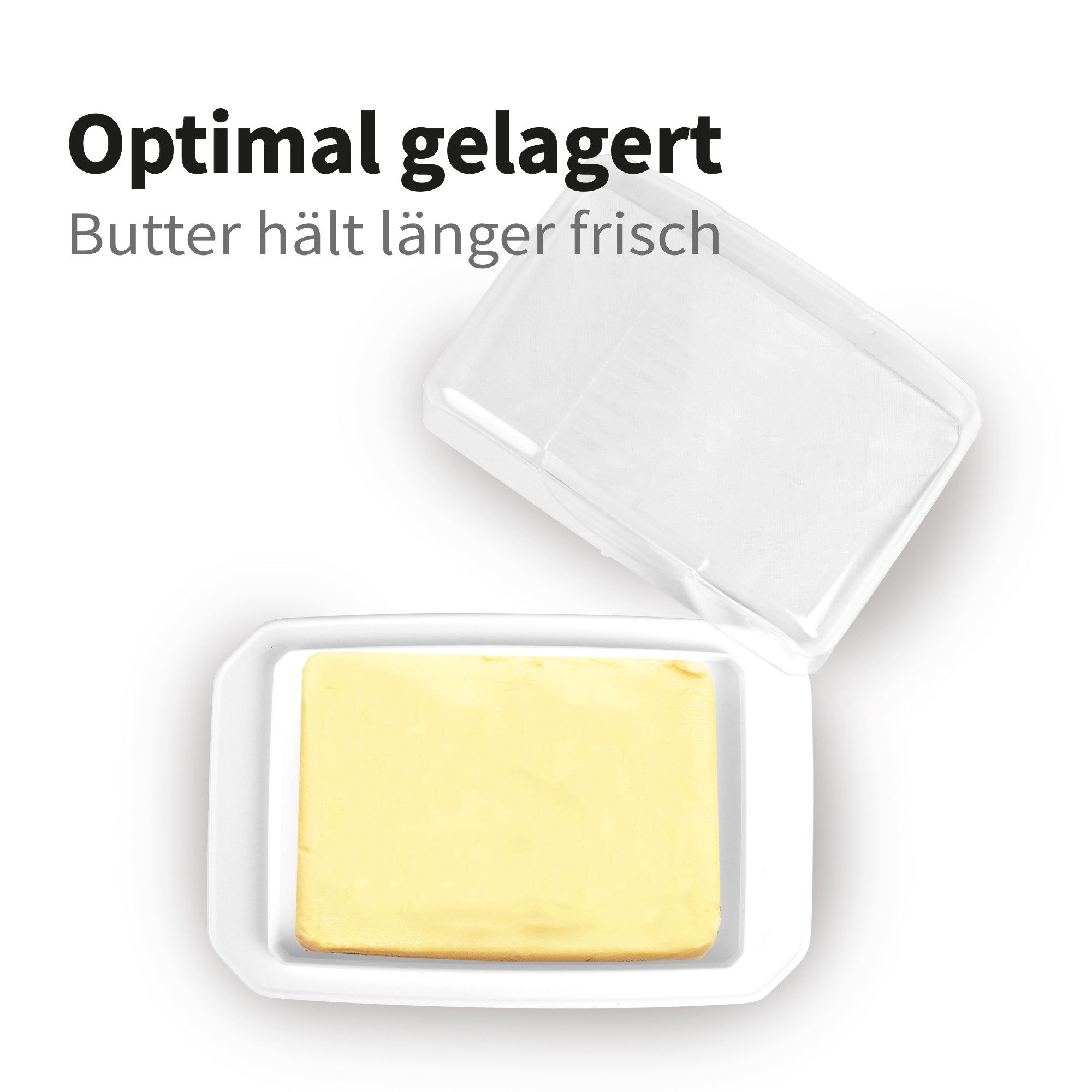 Pro Home Butterdose mit Deckel (BPA-freiem, bruchsicherem Kunststoff), Kunststoff, (Set, 1x Deckel, 1x Unterboden), Butterbehälter & Butterbox mit 250g – Bild 5 von 5
