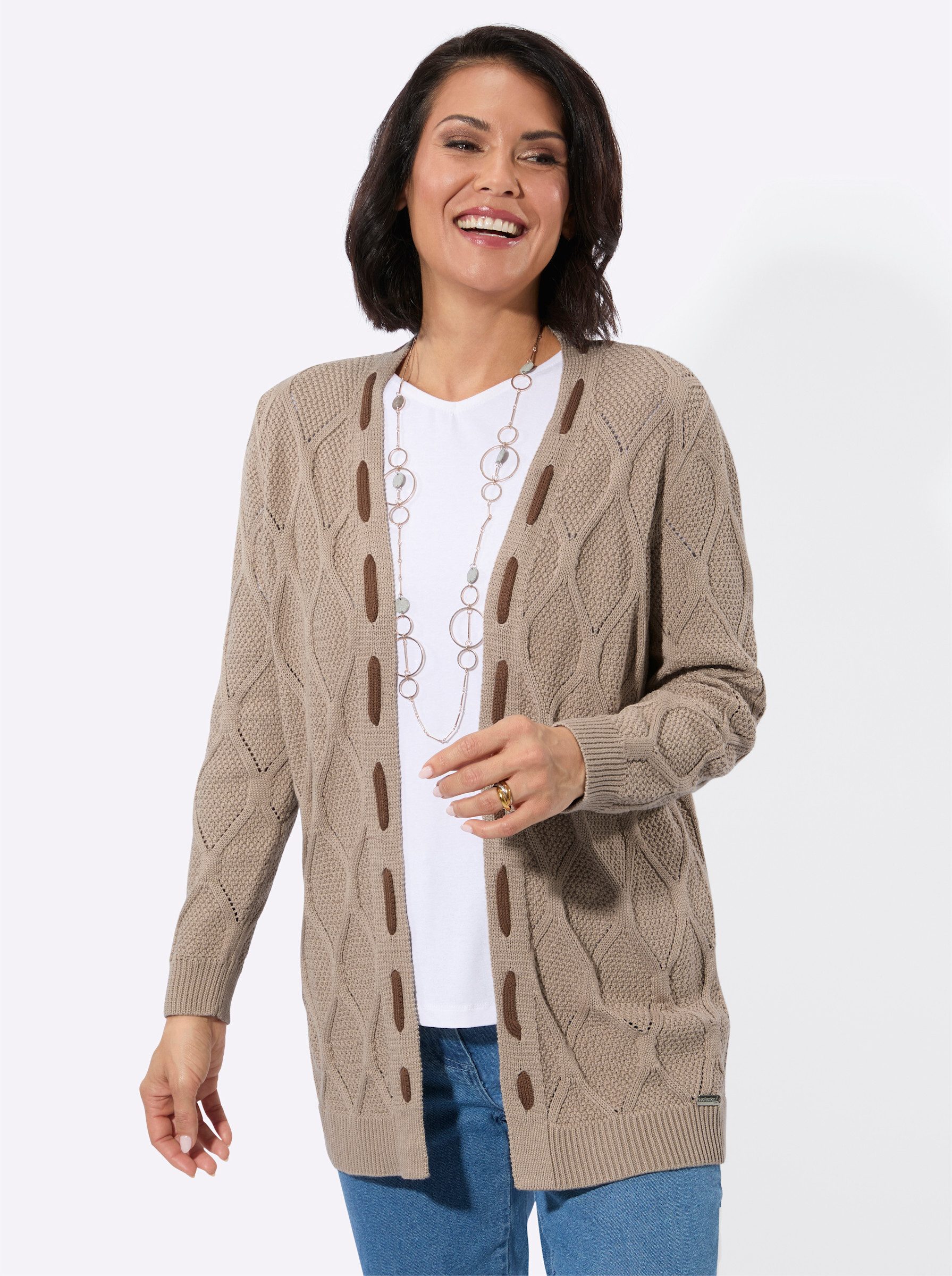 Strickjacke Strickjacke Langarm Materialmix