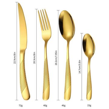 Coisini Besteck-Set 24-Teiliges Luxus Gehämmertes Edelstahl Besteck set für 6 Personen (24-tlg), 6 Personen, Edelstahl