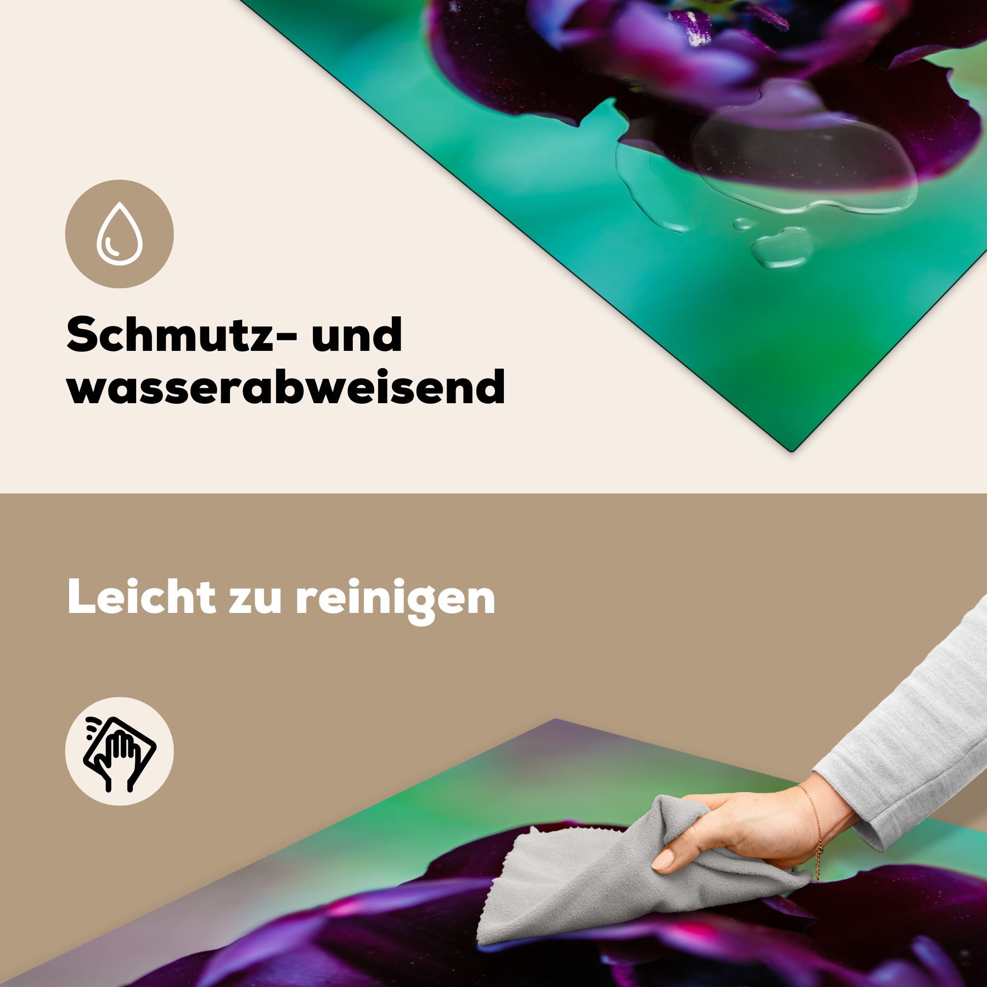 MuchoWow Herdblende-/Abdeckplatte Perfekte Vinyl, (1 Arbeitsplatte küche lila Ceranfeldabdeckung, für Tulpe, 78x78 tlg), cm