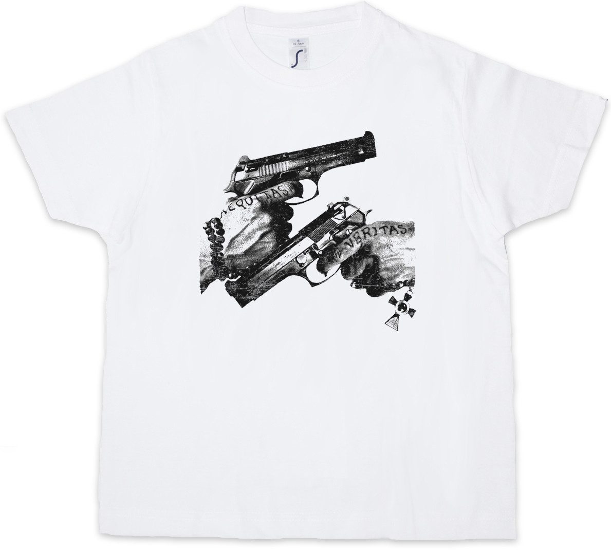 Urban Backwoods Print-Shirt Veritas Aequitas Kinder T-Shirt Boondock Tattoo Saints Art Show Ink (1-tlg) Convention Mafia Mob Artist