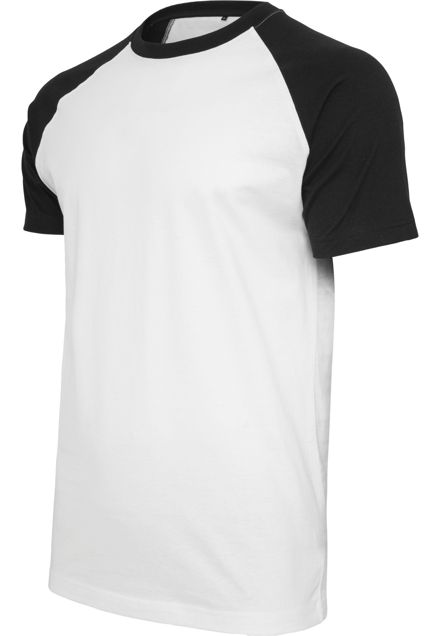 Reslad T-Shirt Reslad mit Regular Herren Rundhals-Ausch T-Shirt (1-tlg) weiß-schwarz Fit Raglan-Ärmel lässigen Raglan-Ärmel Rundhalsshirt