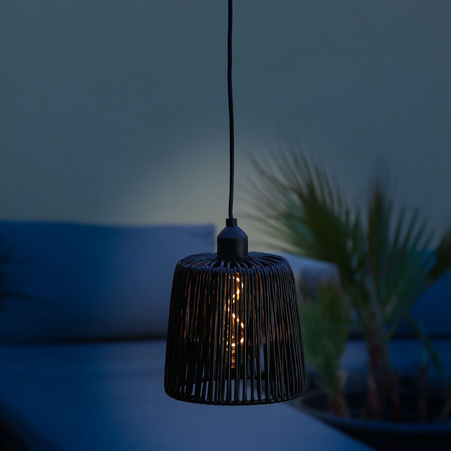 MARELIDA Hängeleuchte LED Lampenschirm Korboptik aus Kunststoffseil Terrasse Balkon 15cm, LED Classic, warmweiß (2100K bis 3000K)