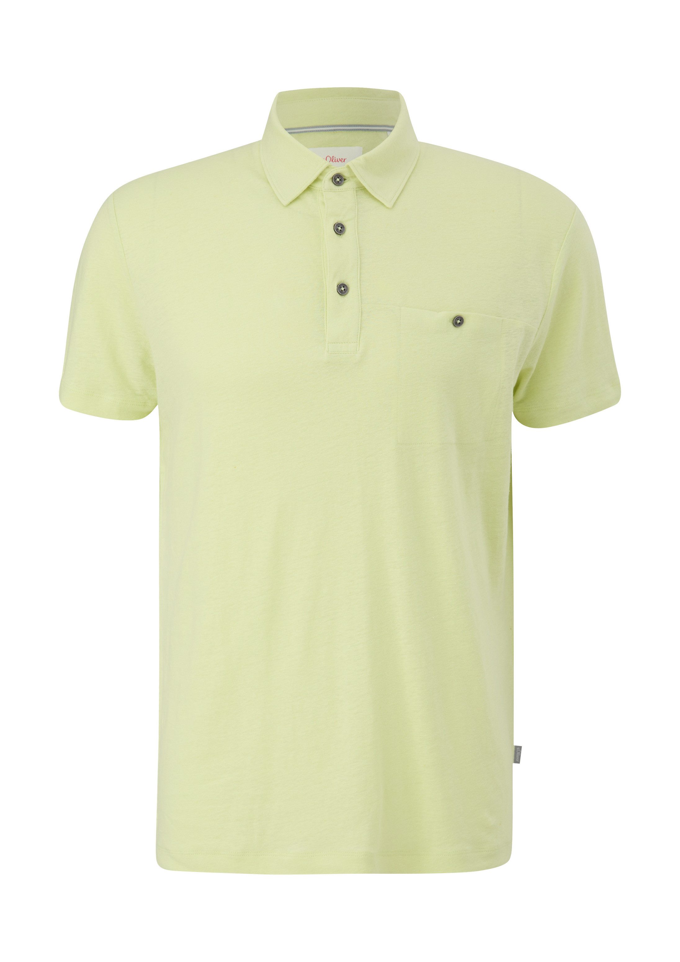 s.Oliver Kurzarmshirt Polo-Shirt Poloshirt aus Leinenmix mit Brusttasche